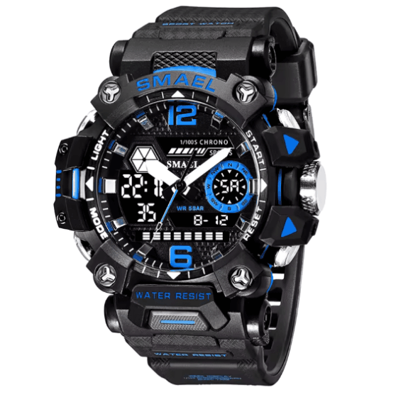 [R$4,77 Moedas/Taxa Inclusa] Relgio Masculino Smael 8072  Digital E Analgico, Estilo Militar, 50m  Prova D'gua